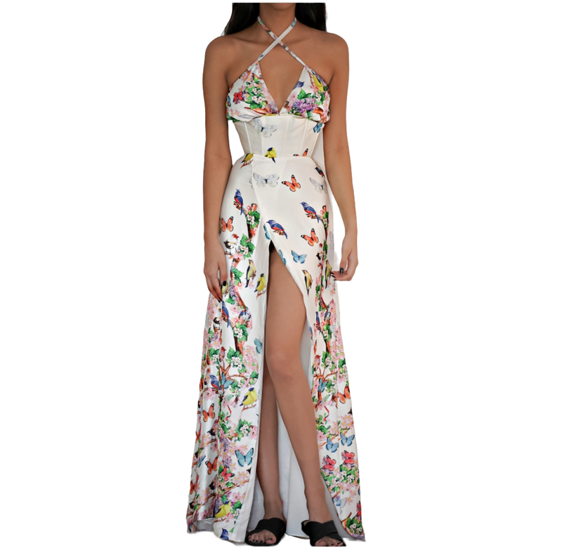 Handmade Floral Slip Dress with Matching Corset