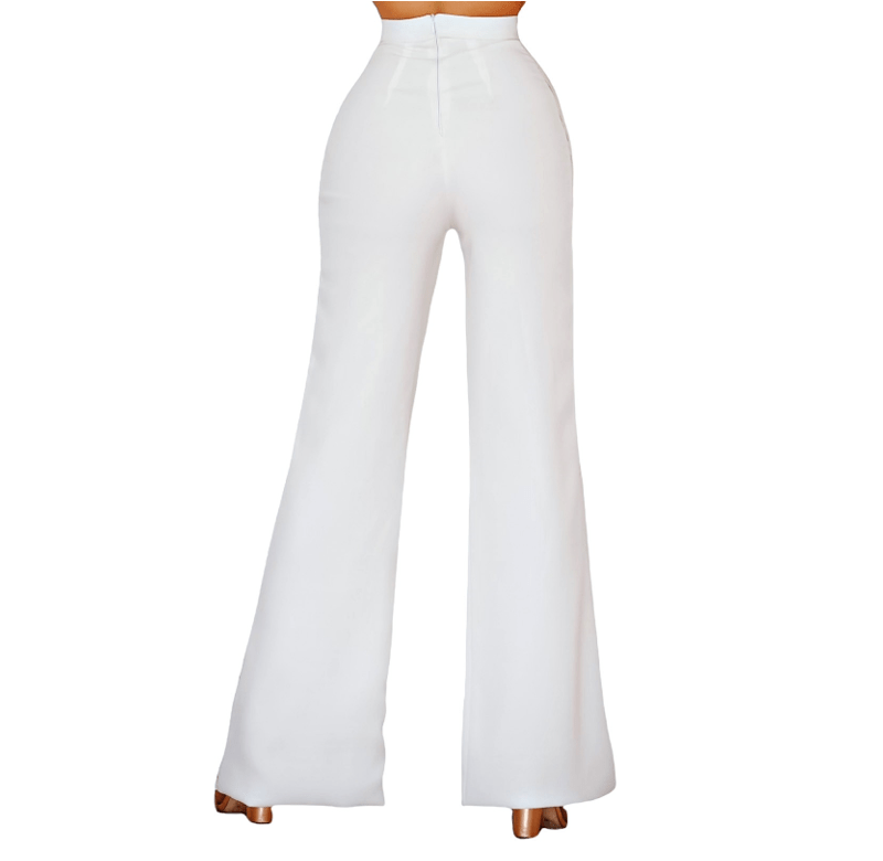 Handmade White Pants With Lace Slits