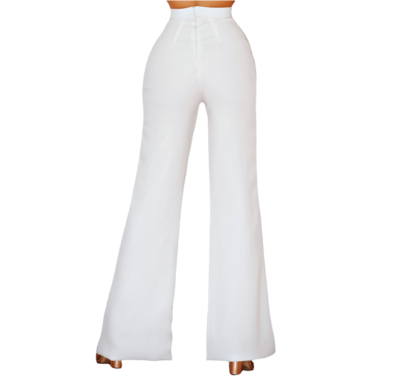 Handmade White Pants With Lace Slits Handmade White Pants With Lace Slits